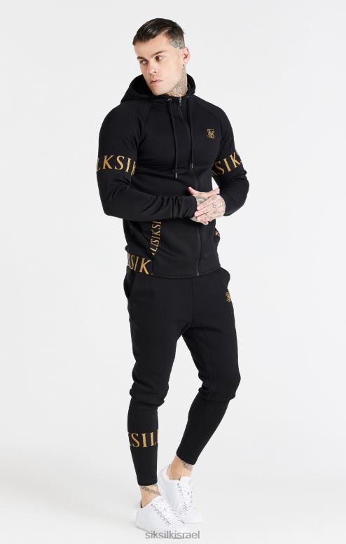 SikSilk גברים קפוצ'ון שחור דינמי עם רוכסן דרך D2LH2416 לבוש