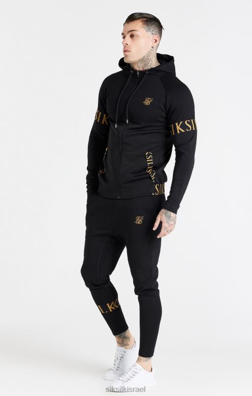 SikSilk גברים קפוצ'ון שחור דינמי עם רוכסן דרך D2LH2416 לבוש