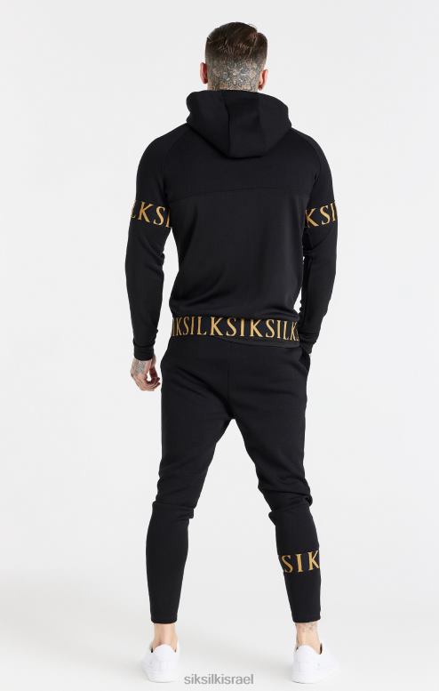 SikSilk גברים קפוצ'ון שחור דינמי עם רוכסן דרך D2LH2416 לבוש