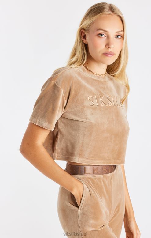 SikSilk נשים חולצת טריקו קצוצה קטיפה זהב D2LH242 לבוש