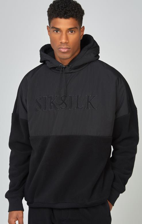 SikSilk גברים קפוצ'ון קפוצ'ון בגזרה ותפירה שחורה D2LH2425 לבוש