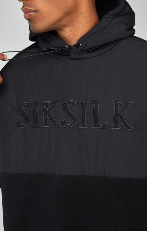 SikSilk גברים קפוצ'ון קפוצ'ון בגזרה ותפירה שחורה D2LH2425 לבוש