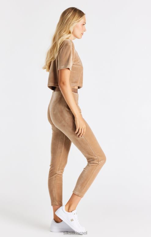 SikSilk נשים חולצת טריקו קצוצה קטיפה זהב D2LH242 לבוש