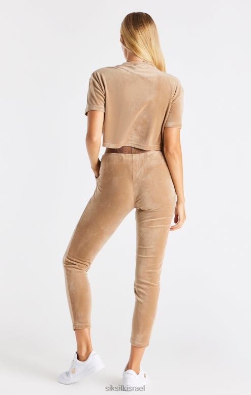 SikSilk נשים חולצת טריקו קצוצה קטיפה זהב D2LH242 לבוש