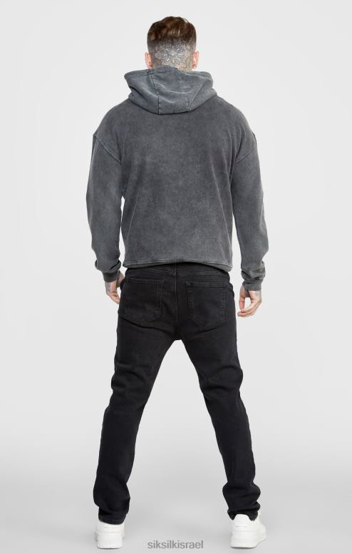 SikSilk גברים קפוצ'ון שחור גרפי דק קצוץ D2LH2440 לבוש