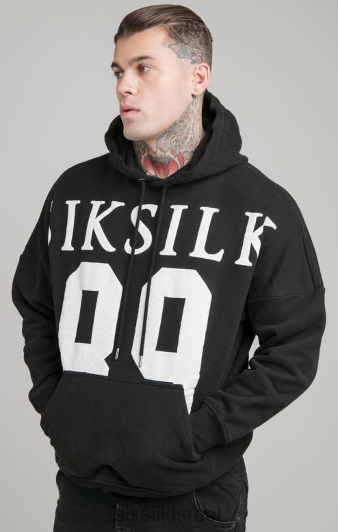 SikSilk גברים קפוצ'ון שחור בגזרה רגועה D2LH2448 לבוש