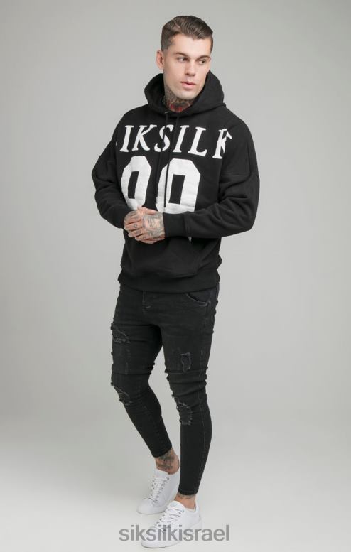 SikSilk גברים קפוצ'ון שחור בגזרה רגועה D2LH2448 לבוש