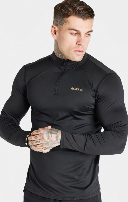 SikSilk גברים רוכסן ספורט שחור D2LH2449 לבוש