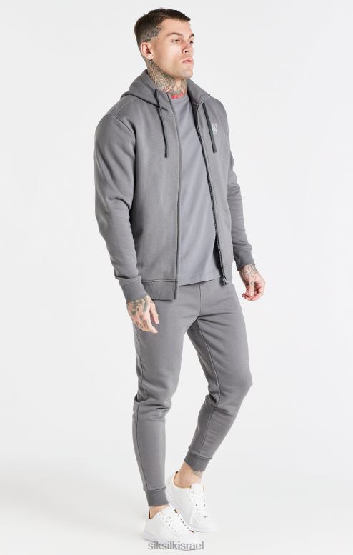 SikSilk גברים קפוצ'ון אפור חיוני עם צוואר משפך עם רוכסן D2LH2454 לבוש