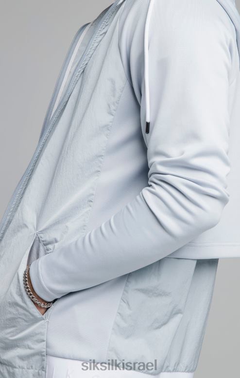 SikSilk גברים קפוצ'ון עם רוכסן דרך ניילון כתוש כחול D2LH2455 לבוש