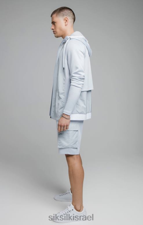 SikSilk גברים קפוצ'ון עם רוכסן דרך ניילון כתוש כחול D2LH2455 לבוש