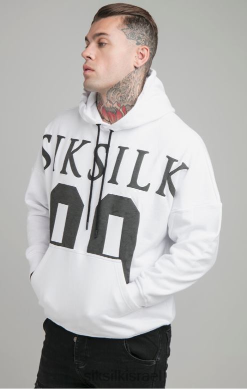 SikSilk גברים קפוצ'ון בהתאמה רגועה לכתף לבנה D2LH2460 לבוש