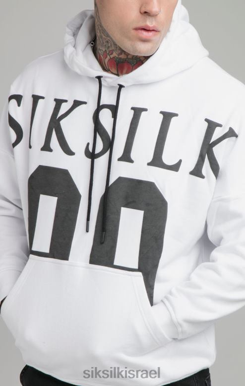 SikSilk גברים קפוצ'ון בהתאמה רגועה לכתף לבנה D2LH2460 לבוש