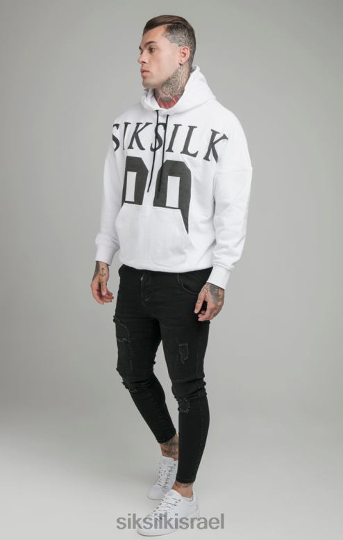 SikSilk גברים קפוצ'ון בהתאמה רגועה לכתף לבנה D2LH2460 לבוש