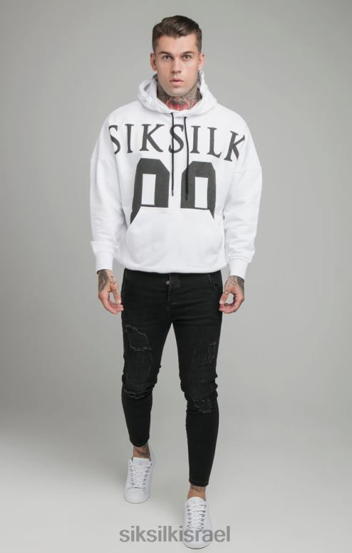SikSilk גברים קפוצ'ון בהתאמה רגועה לכתף לבנה D2LH2460 לבוש