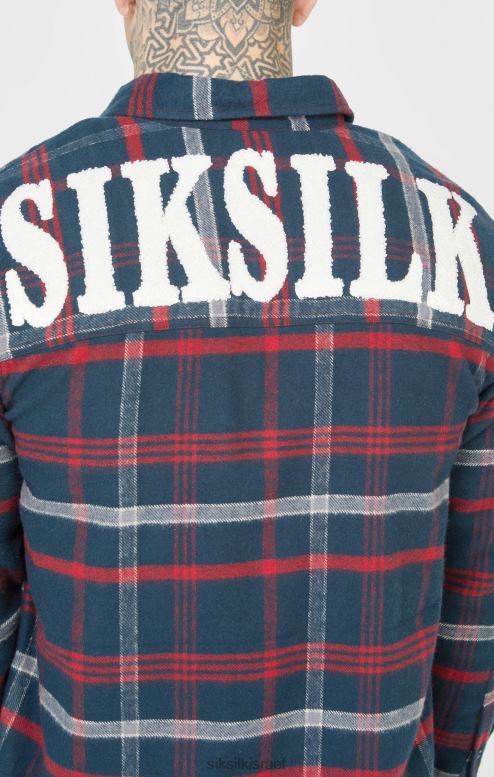 SikSilk גברים חולצת שרוולים ארוכים עם לוגו מגבות נייבי D2LH2466 לבוש
