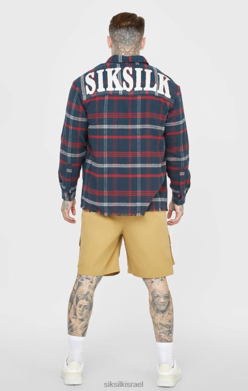 SikSilk גברים חולצת שרוולים ארוכים עם לוגו מגבות נייבי D2LH2466 לבוש