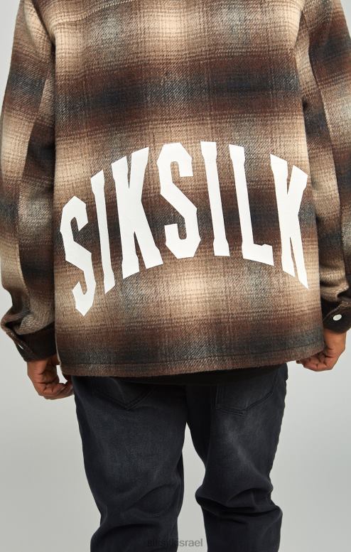 SikSilk גברים חולצת אובר חולצת סימון לוגו מודפס בחום D2LH2467 לבוש