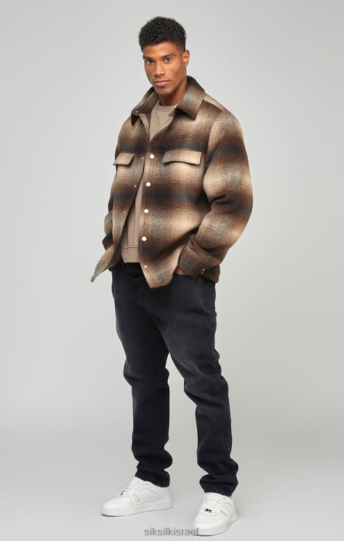 SikSilk גברים חולצת אובר חולצת סימון לוגו מודפס בחום D2LH2467 לבוש