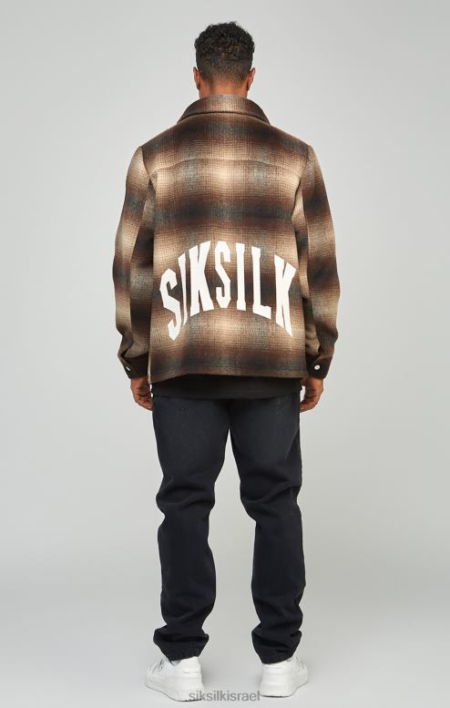 SikSilk גברים חולצת אובר חולצת סימון לוגו מודפס בחום D2LH2467 לבוש