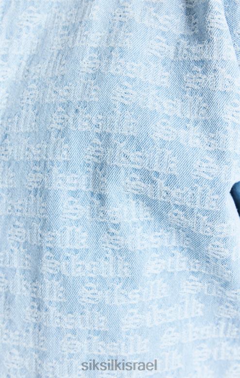 SikSilk גברים מעיל בומבר ג'ינס בצבע ג'קארד כחול D2LH2471 לבוש