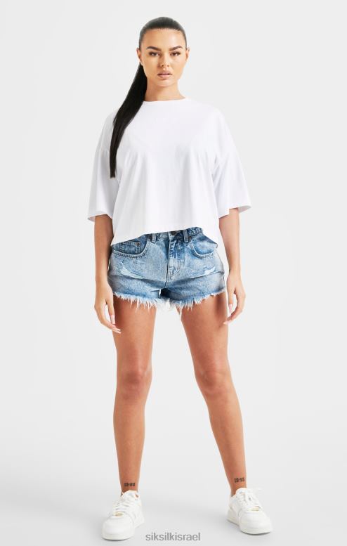 SikSilk נשים חולצת טריקו ממותגת לבנה קשת בענן D2LH247 לבוש