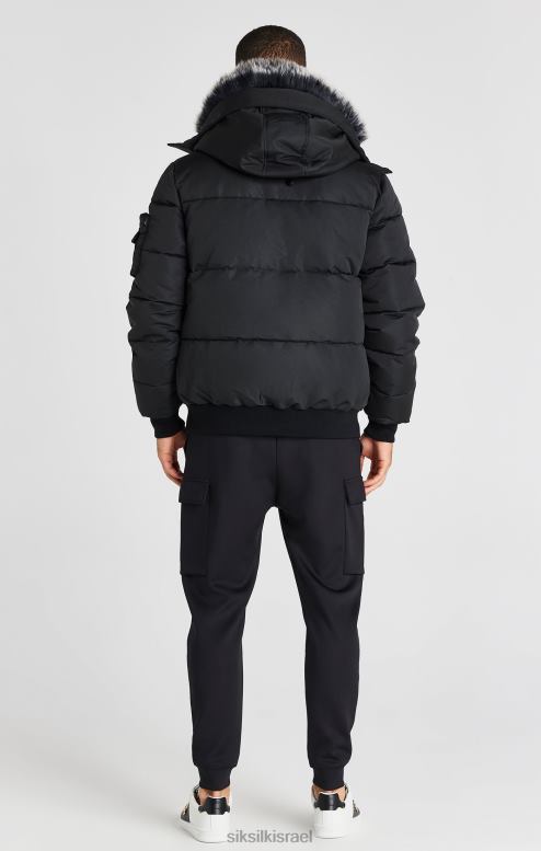 SikSilk גברים מעיל בומבר שחור D2LH2483 לבוש