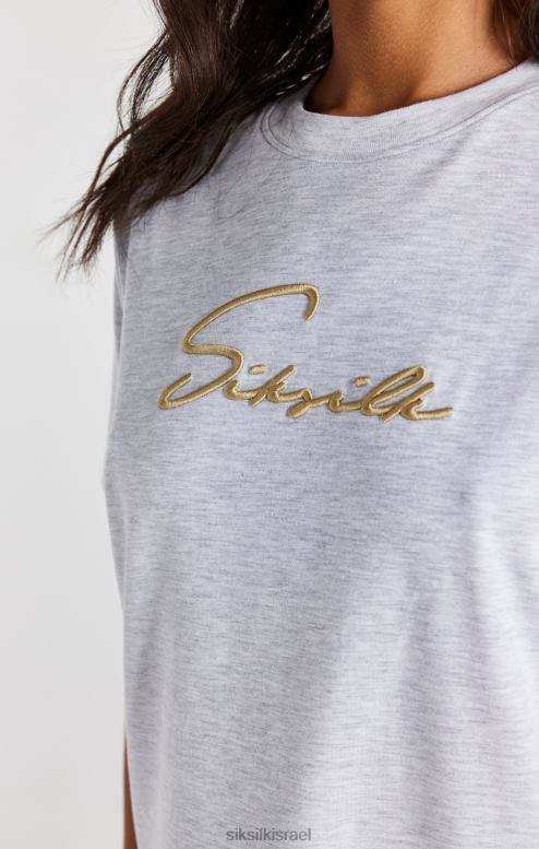 SikSilk נשים חולצת טריקו של החבר האפורה חוואר D2LH248 לבוש