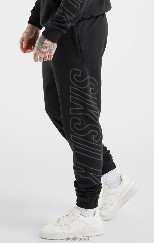 SikSilk גברים מכנס מיתוג גדול בכושר ספורט שחור D2LH2525 לבוש