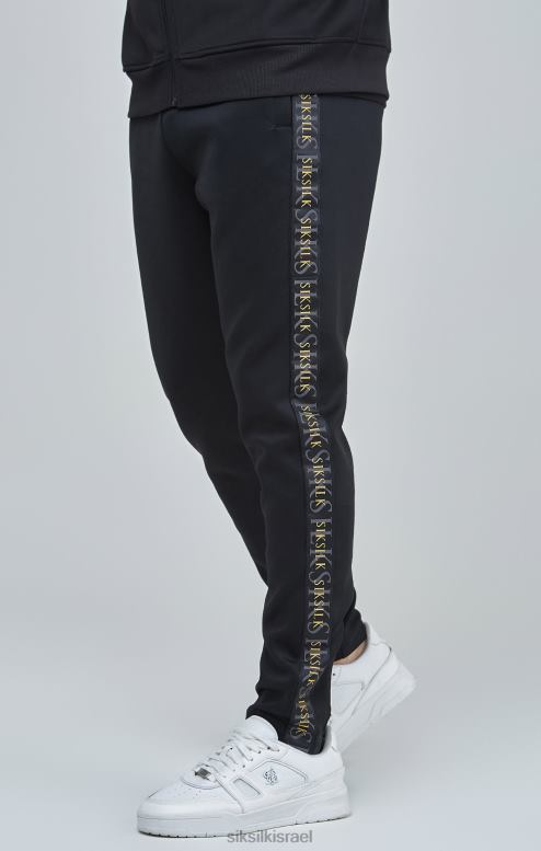 SikSilk גברים מכנסי מסלול טייפ זהב שחור D2LH2529 לבוש
