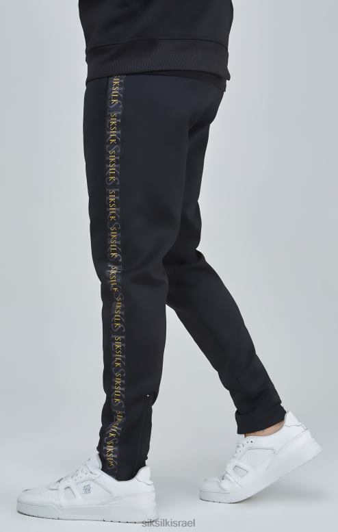 SikSilk גברים מכנסי מסלול טייפ זהב שחור D2LH2529 לבוש