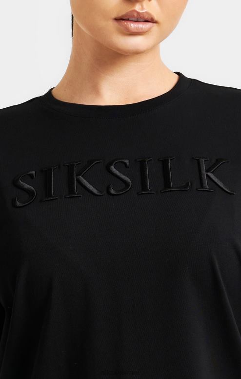 SikSilk נשים חולצת טריקו שחורה של החבר D2LH252 לבוש