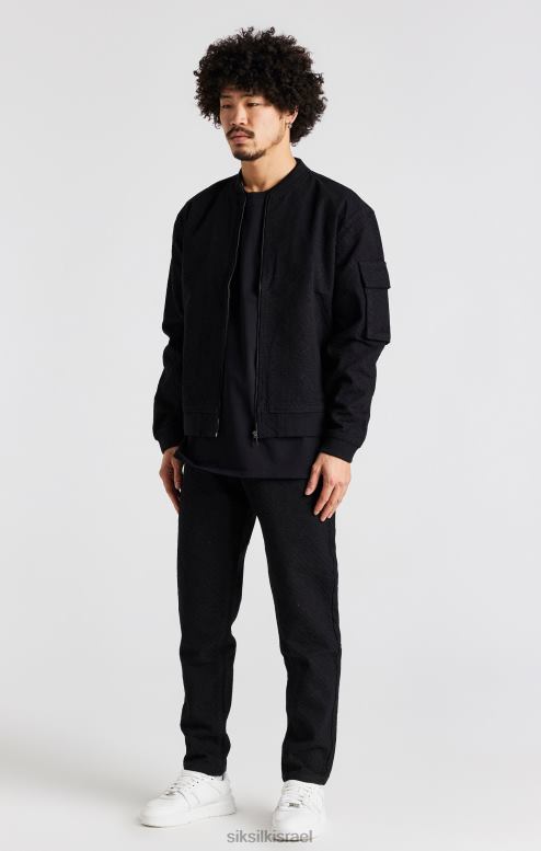 SikSilk גברים ג'ינס ג'ינס בגזרה בגזרה שחורה חוזרת D2LH2546 לבוש