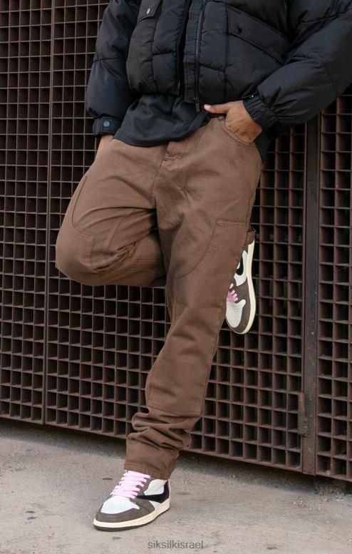 SikSilk גברים ג'ינס נגר בהתאמה חום ישר D2LH2549 לבוש