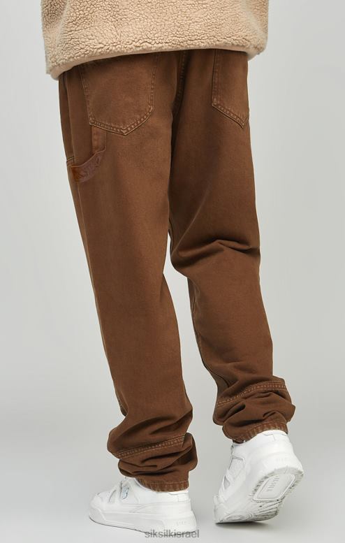 SikSilk גברים ג'ינס נגר בהתאמה חום ישר D2LH2549 לבוש