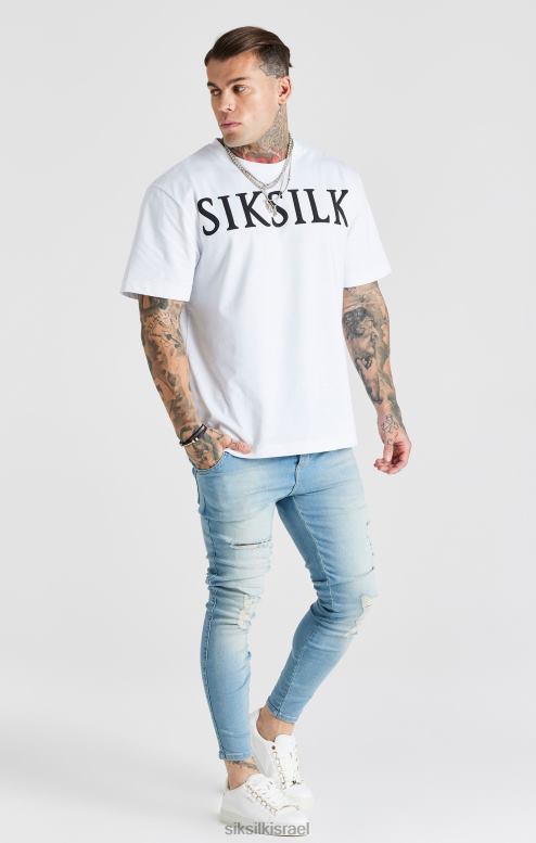 SikSilk גברים סקיני ג'ינס חיוני במצוקה שטוף כחול D2LH2551 לבוש