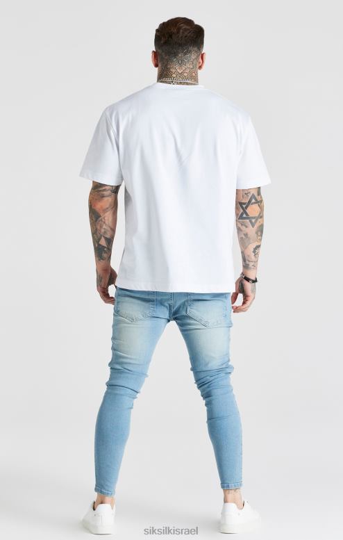 SikSilk גברים סקיני ג'ינס חיוני במצוקה שטוף כחול D2LH2551 לבוש