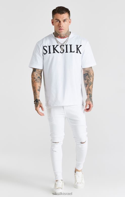 SikSilk גברים סקיני ג'ינס חיוני לבן במצוקה D2LH2553 לבוש