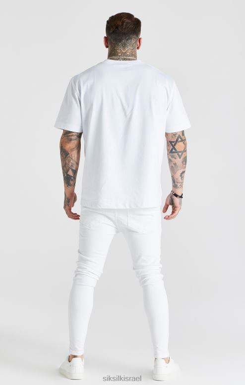 SikSilk גברים סקיני ג'ינס חיוני לבן במצוקה D2LH2553 לבוש