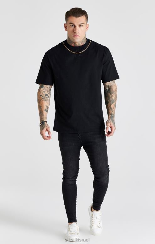 SikSilk גברים סקיני ג'ינס חיוני בשטיפה שחורה D2LH2557 לבוש