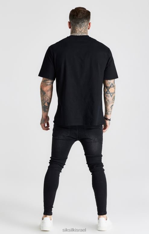SikSilk גברים סקיני ג'ינס חיוני בשטיפה שחורה D2LH2557 לבוש