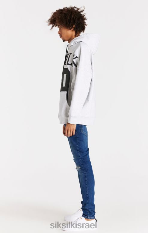 SikSilk גברים ג'ינס בגזרה בגזרה כחולה במצוקה D2LH2563 לבוש