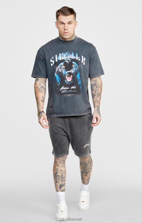 SikSilk גברים מכנס רגוע גרפי שחור D2LH2567 לבוש