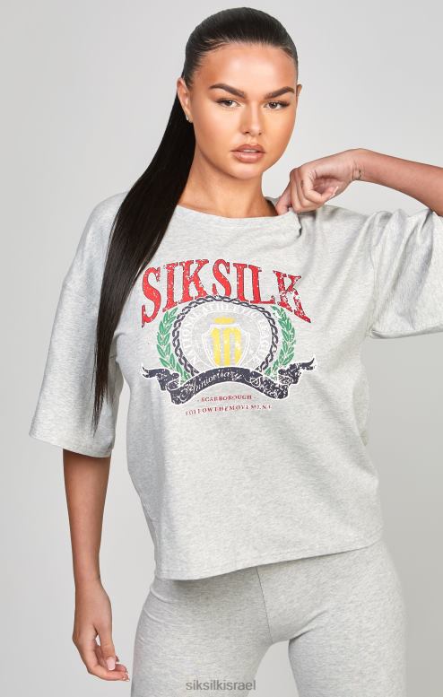 SikSilk נשים חולצת טריקו אפור חוואר באוניברסיטה D2LH257 לבוש