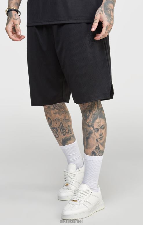 SikSilk גברים רשת שחורה בגזרה רופפת קצרה D2LH2570 לבוש