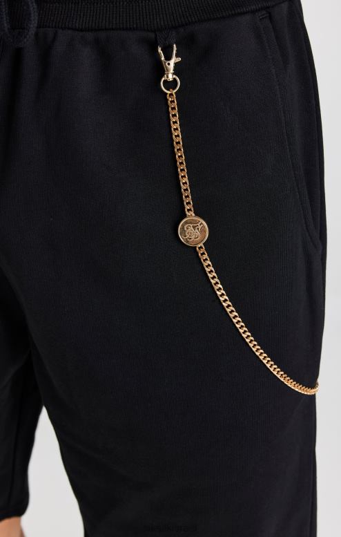 SikSilk גברים שרשרת שחורה קצרה בגזרה רופפת D2LH2571 לבוש