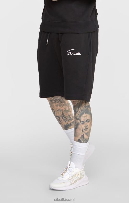 SikSilk גברים רקמת כתב שחור קצר D2LH2581 לבוש