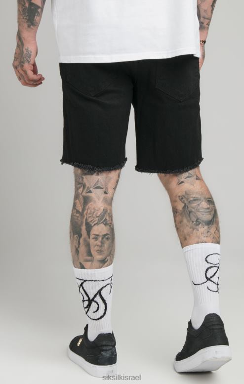 SikSilk גברים מכפלת גולמית שחורה קצרה ג'ינס רגוע D2LH2582 לבוש