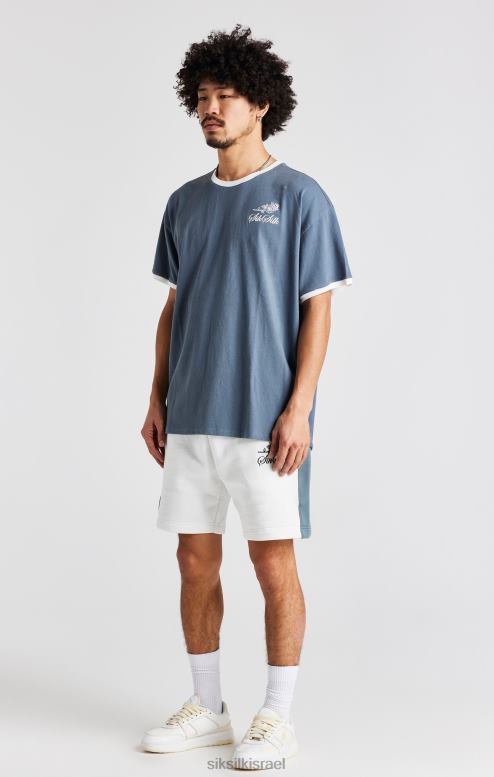 SikSilk גברים רקמת ורד לבן קצר D2LH2584 לבוש