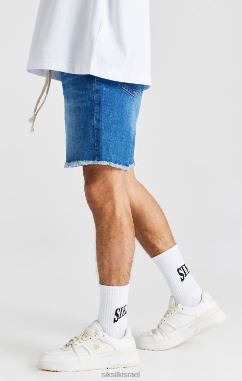 SikSilk גברים מכפלת גולמית כחולה קצרה ג'ינס רגוע D2LH2587 לבוש